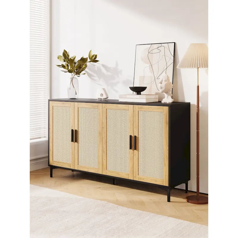 Credenza da buffet JASIWAY con ante in rattan per cucina