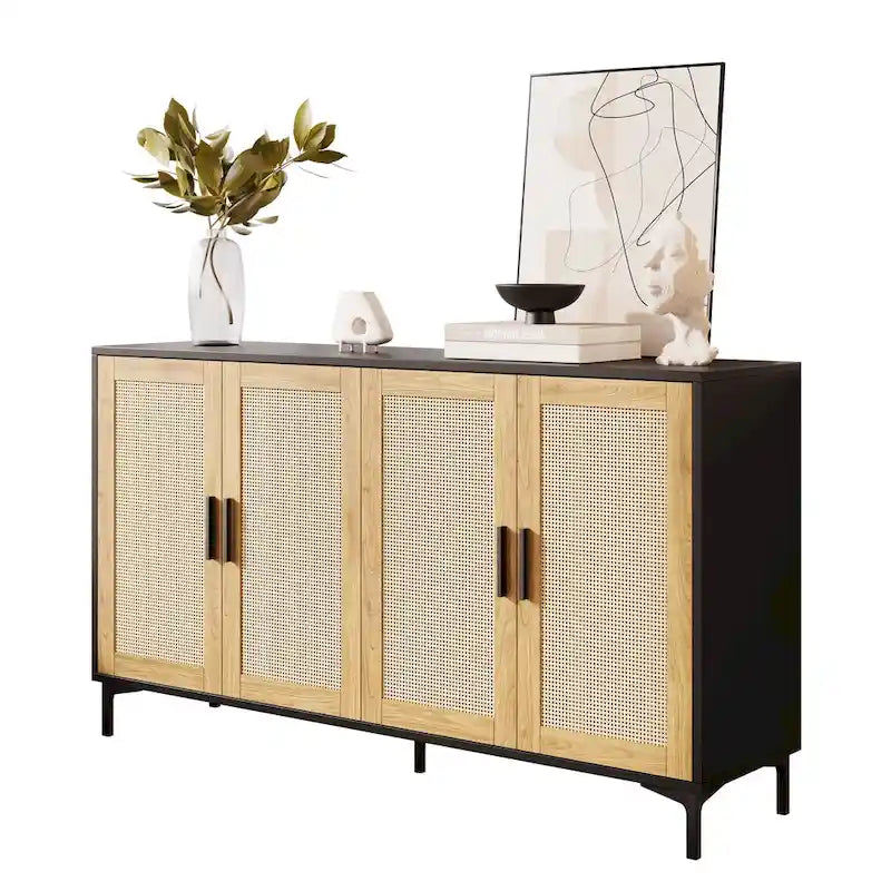 Credenza da buffet JASIWAY con ante in rattan per cucina