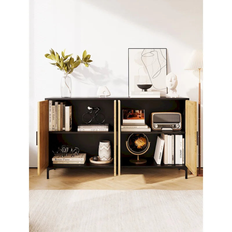 Credenza da buffet JASIWAY con ante in rattan per cucina