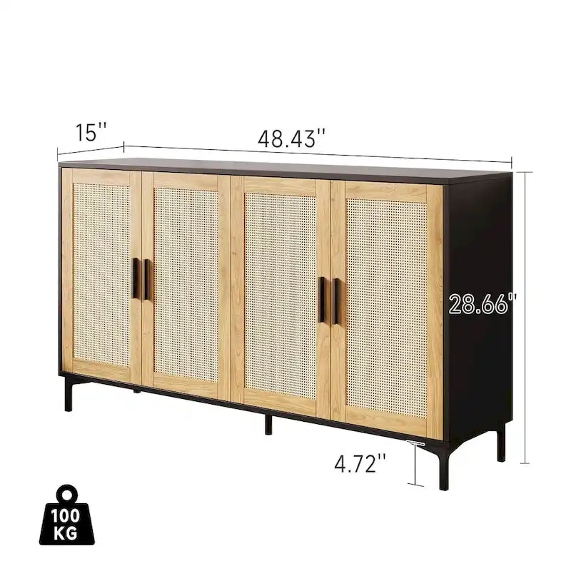 Credenza da buffet JASIWAY con ante in rattan per cucina