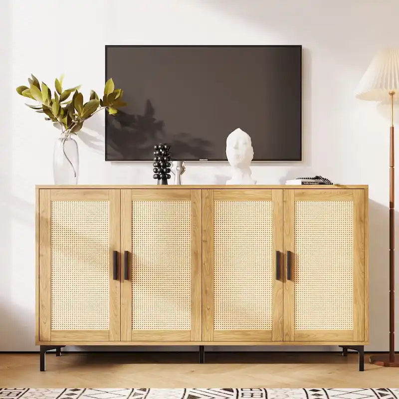 Credenza da buffet JASIWAY con ante in rattan per cucina
