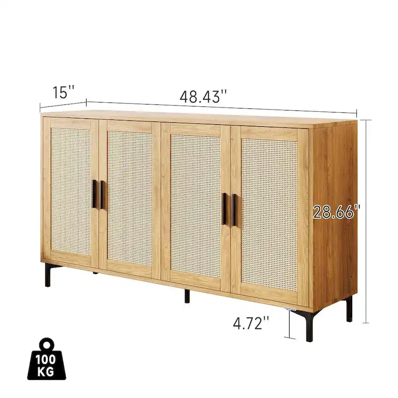 Credenza da buffet JASIWAY con ante in rattan per cucina