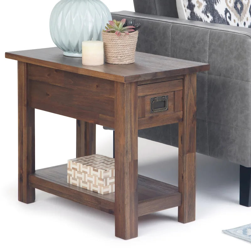 WYNDENHALL Garret SOLID ACACIA WOOD 14 inch Wide Rectangle Rustic Narrow Side Table - 14 W x 24 D x 20 H