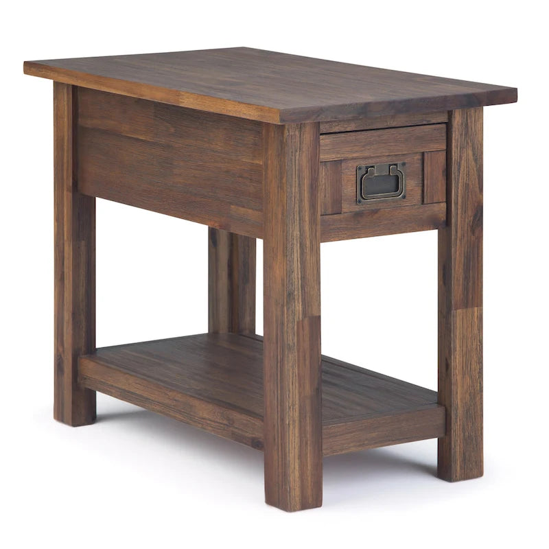 WYNDENHALL Garret Table d'appoint rectangulaire rustique étroite en BOIS D'ACACIA MASSIF de 14 pouces de large - 14 L x 24 P x 20 H