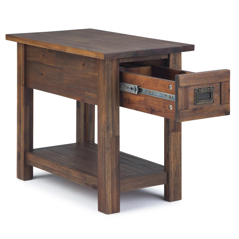 WYNDENHALL Garret Table d'appoint rectangulaire rustique étroite en BOIS D'ACACIA MASSIF de 14 pouces de large - 14 L x 24 P x 20 H