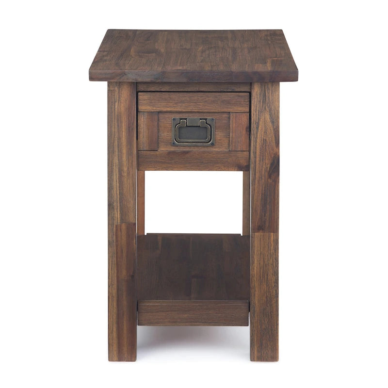 WYNDENHALL Garret Table d'appoint rectangulaire rustique étroite en BOIS D'ACACIA MASSIF de 14 pouces de large - 14 L x 24 P x 20 H