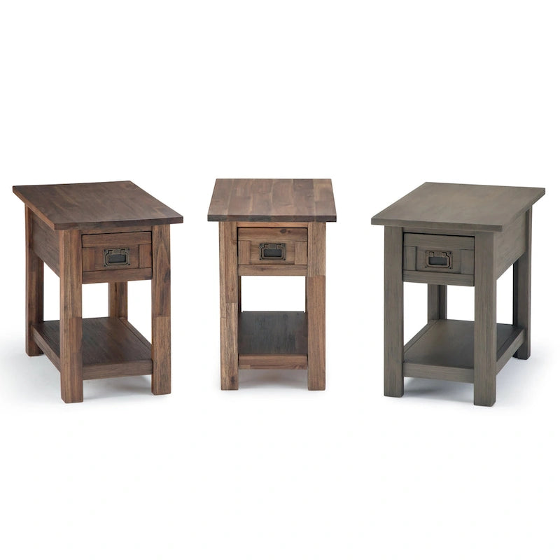WYNDENHALL Garret Table d'appoint rectangulaire rustique étroite en BOIS D'ACACIA MASSIF de 14 pouces de large - 14 L x 24 P x 20 H