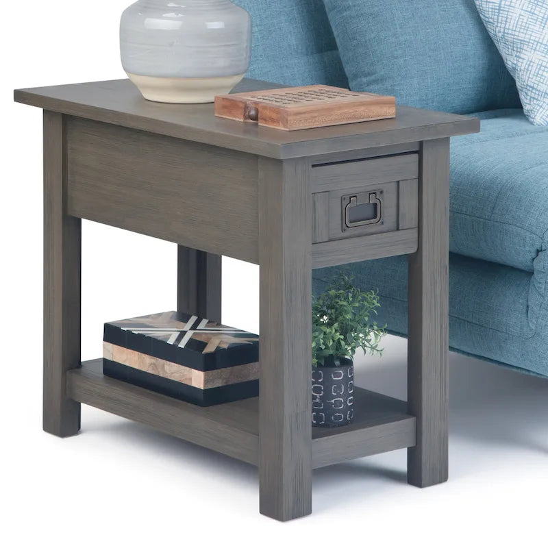 WYNDENHALL Garret Table d'appoint rectangulaire rustique étroite en BOIS D'ACACIA MASSIF de 14 pouces de large - 14 L x 24 P x 20 H