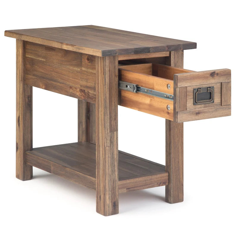 WYNDENHALL Garret Table d'appoint rectangulaire rustique étroite en BOIS D'ACACIA MASSIF de 14 pouces de large - 14 L x 24 P x 20 H