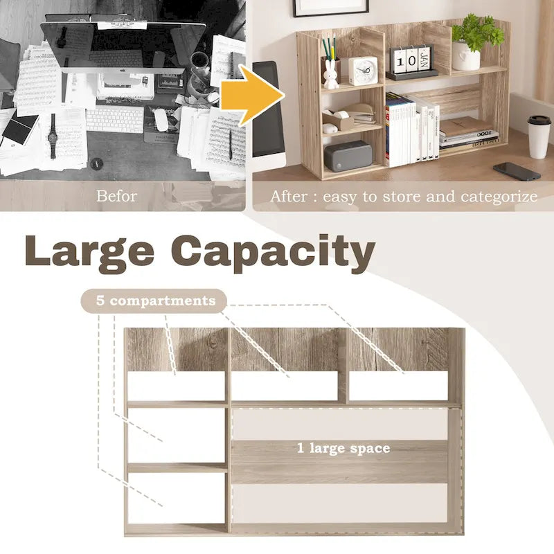Scaffale portaoggetti multiuso per scrivania, libreria per ufficio, casa e bagno