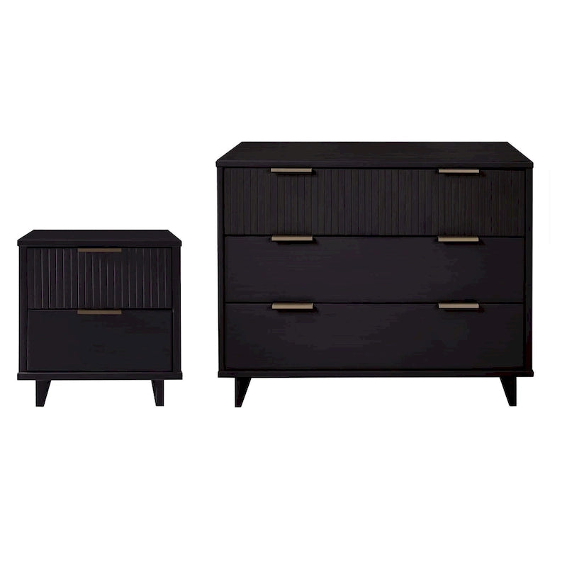 Ensemble commode et table de chevet standard Manhattan Comfort 2 pièces Granville en bois massif moderne