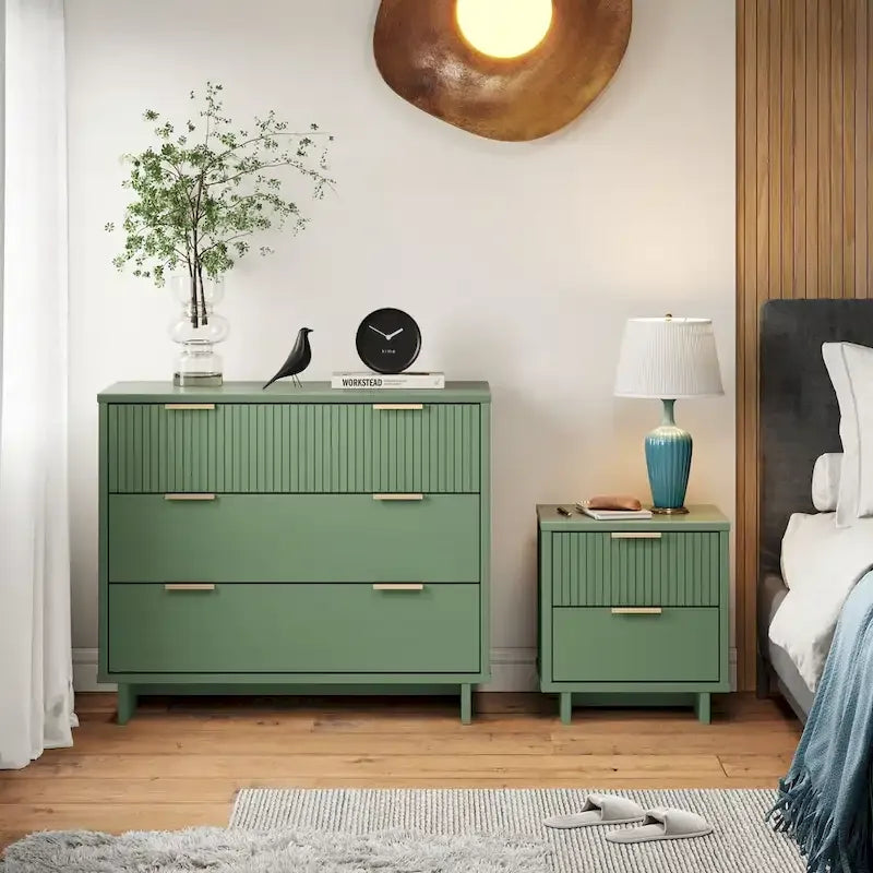 Ensemble commode et table de chevet standard Manhattan Comfort 2 pièces Granville en bois massif moderne