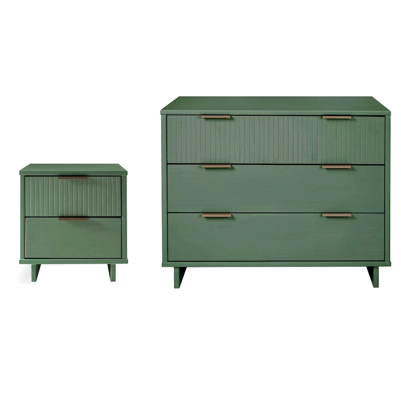 Ensemble commode et table de chevet standard Manhattan Comfort 2 pièces Granville en bois massif moderne