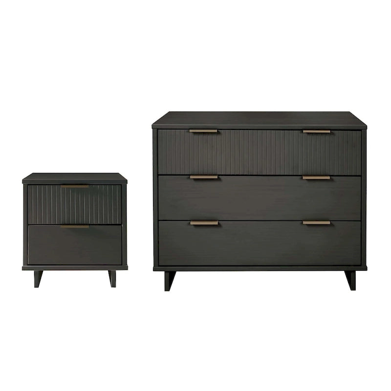 Ensemble commode et table de chevet standard Manhattan Comfort 2 pièces Granville en bois massif moderne