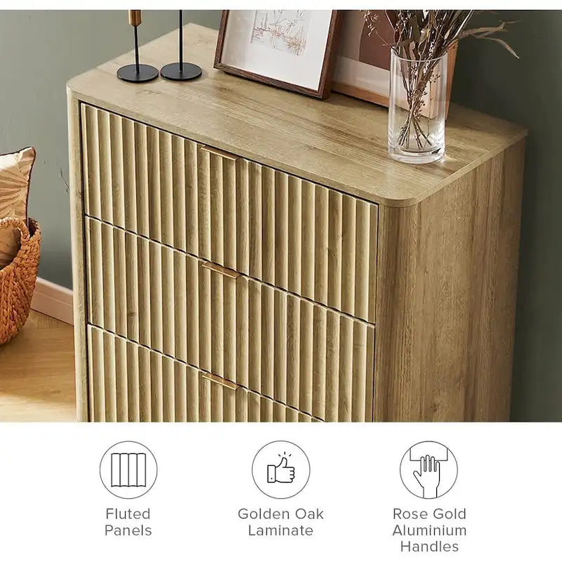 Mopio Brooklyn Cassettiera a 3 cassetti