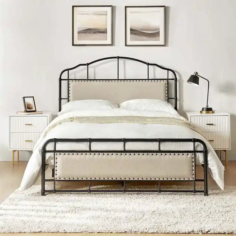 Eufemia Industrial 62 - Telaio letto in metallo con testiera alta di HULALA HOME