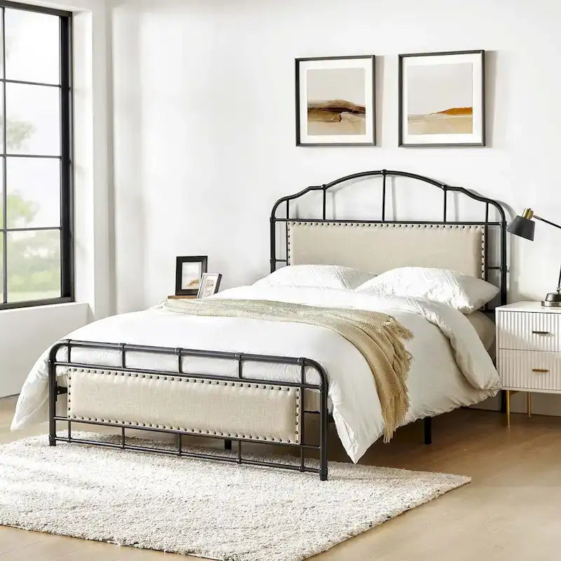 Eufemia Industrial 62 - Telaio letto in metallo con testiera alta di HULALA HOME