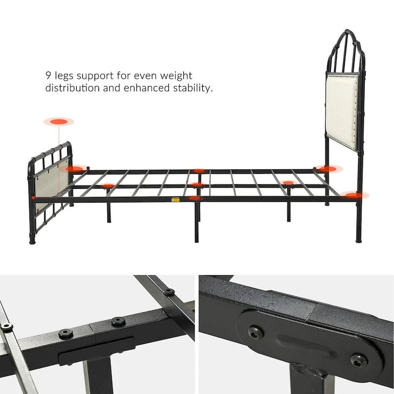 Eufemia Industrial 62 - Telaio letto in metallo con testiera alta di HULALA HOME