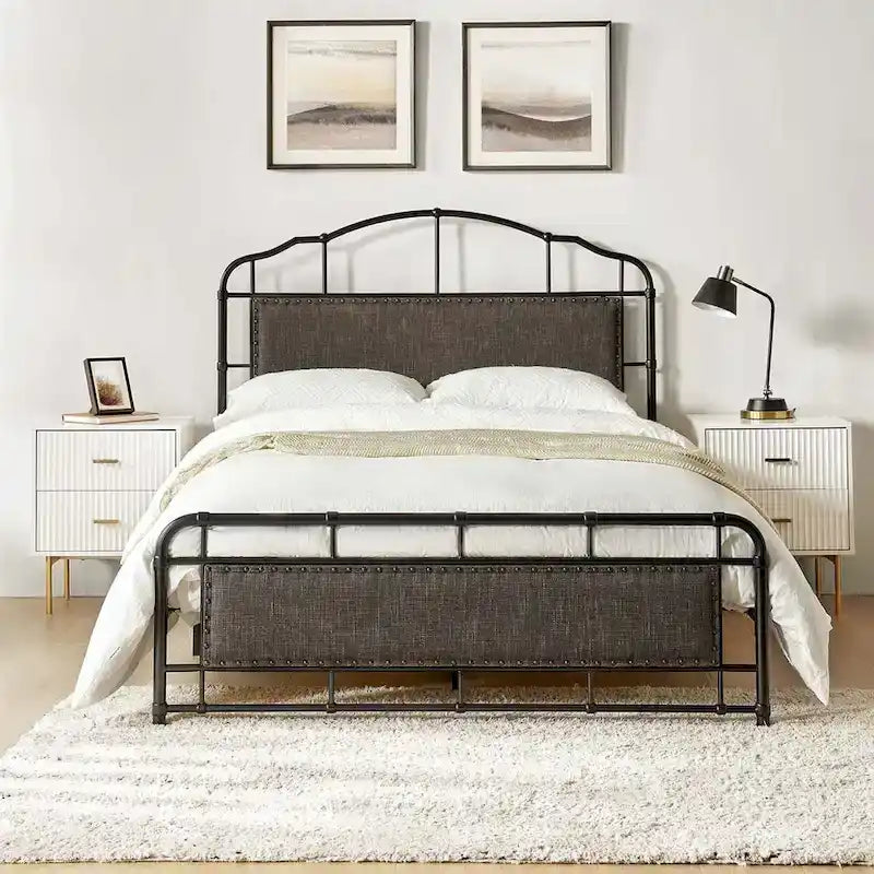 Eufemia Industrial 62 - Telaio letto in metallo con testiera alta di HULALA HOME