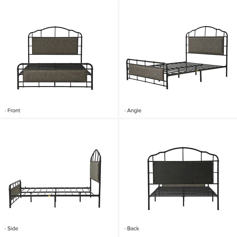 Eufemia Industrial 62 - Telaio letto in metallo con testiera alta di HULALA HOME