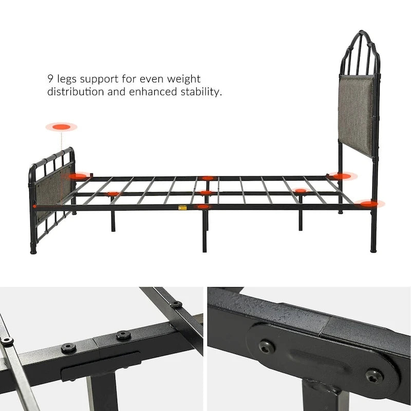Eufemia Industrial 62 - Telaio letto in metallo con testiera alta di HULALA HOME