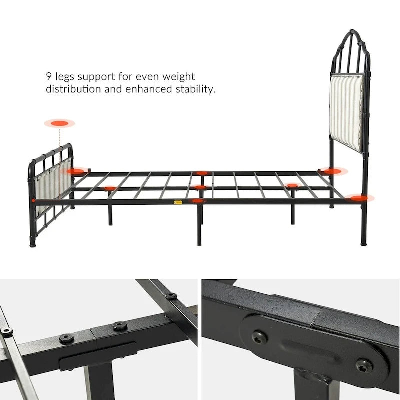 Eufemia Industrial 62 - Telaio letto in metallo con testiera alta di HULALA HOME