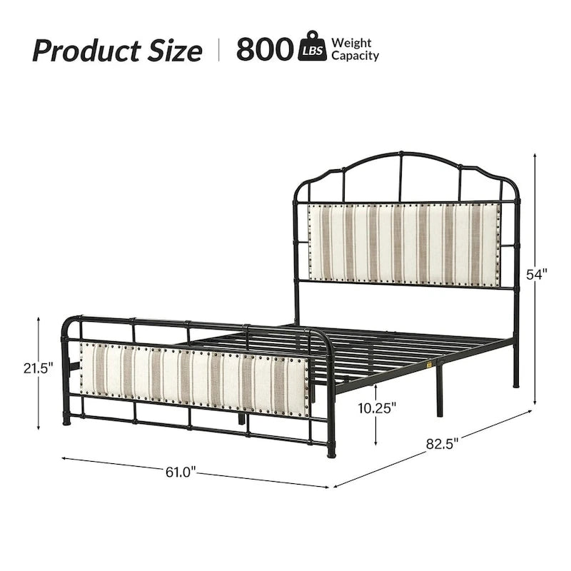 Eufemia Industrial 62 - Telaio letto in metallo con testiera alta di HULALA HOME