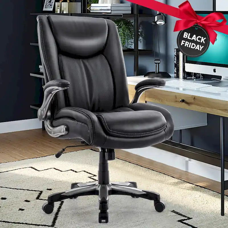 Large Heavy Duty High Back Executive Computer Office Desk Chair Flip-up Arms Wide Thick Seat for Home Office 400LBS