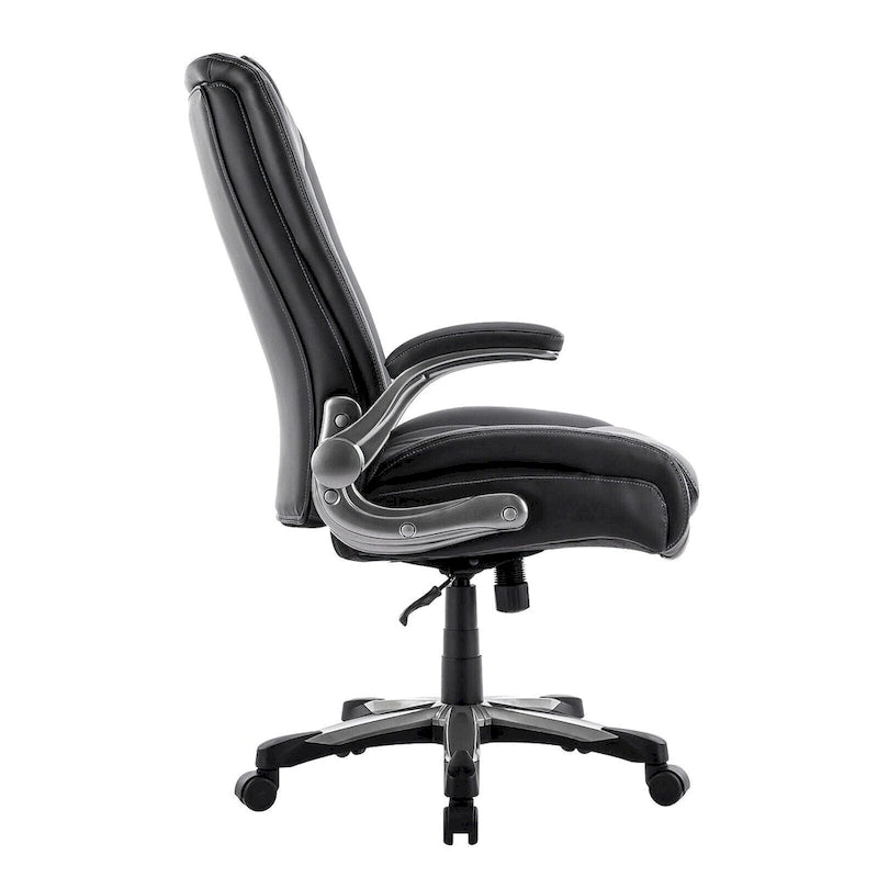 Sedia da ufficio direzionale per computer ad alto schienale, robusta e di grandi dimensioni, braccioli ribaltabili, sedile ampio e spesso per ufficio domestico, 180 kg