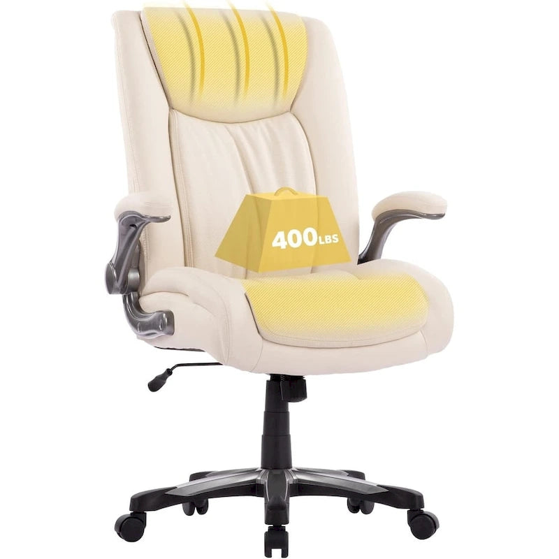 Sedia da ufficio direzionale per computer ad alto schienale, robusta e di grandi dimensioni, braccioli ribaltabili, sedile ampio e spesso per ufficio domestico, 180 kg