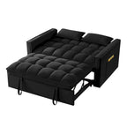 Divano Letto Estraibile 4-in-1 - Divanetto in Velluto - Divano Letto Convertibile con Schienale Reclinabile, 2 Tasche Laterali